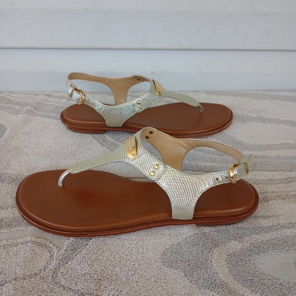 MICHAEL Michael Kors Plate Sandal Gold Metallic Snake Women’s Size 10M - Picture 2 of 13